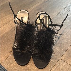 Nine West Black Feathered Women's Sandals